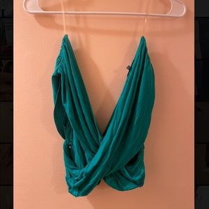 Off the Shoulder Teal Crop Top
